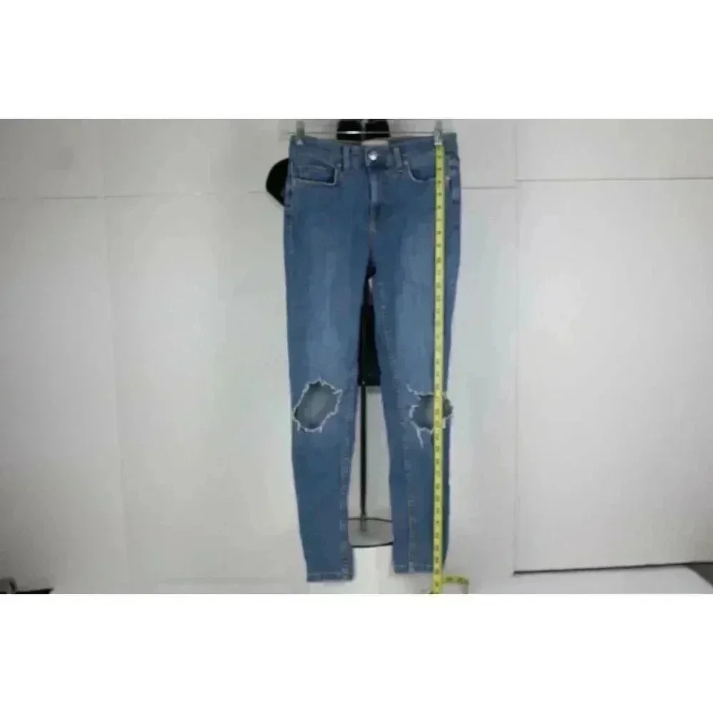Free People Women's Distressed Busted Knee High-Rise Skinny Jeans Size 25